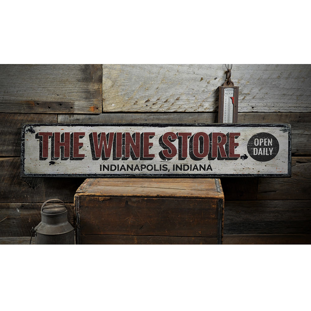 Wine Store Vintage Wood Sign