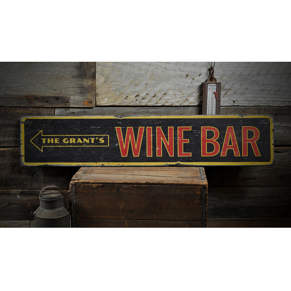 Family Wine Bar Vintage Wood Sign