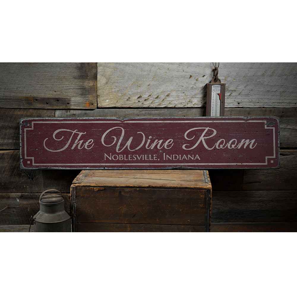 The Wine Room Vintage Wood Sign