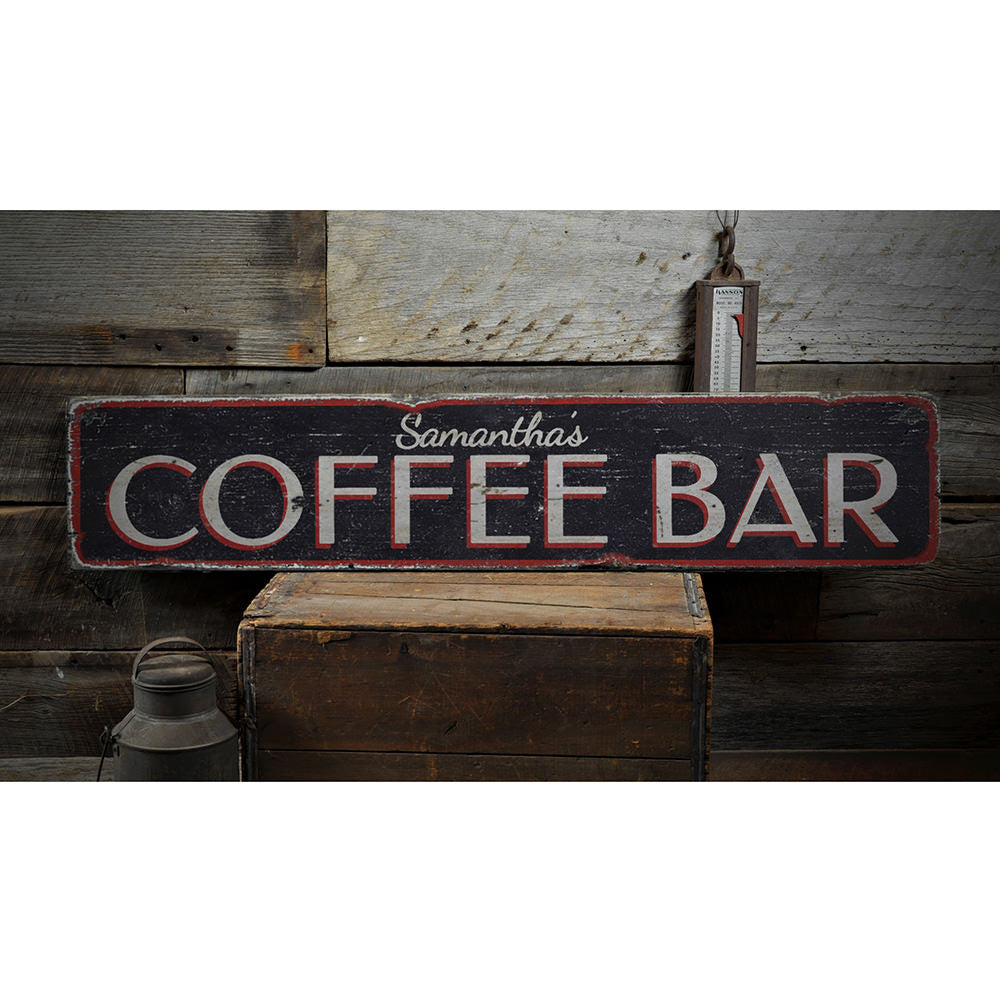 Coffee Bar Vintage Wood Sign