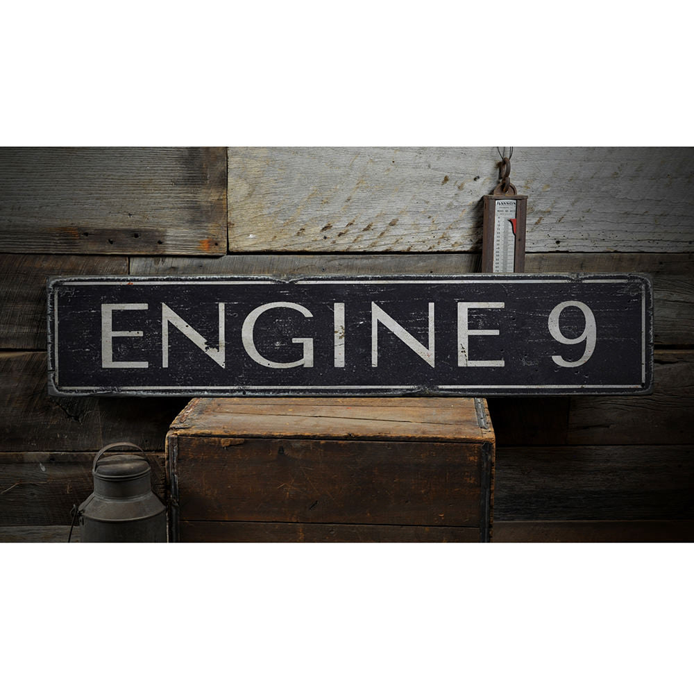 Engine Number 9 Vintage Wood Sign