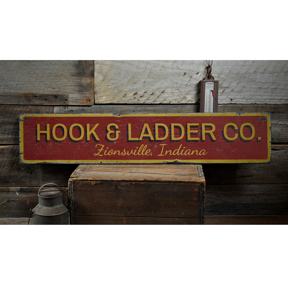 Hook & Ladder Vintage Wood Sign