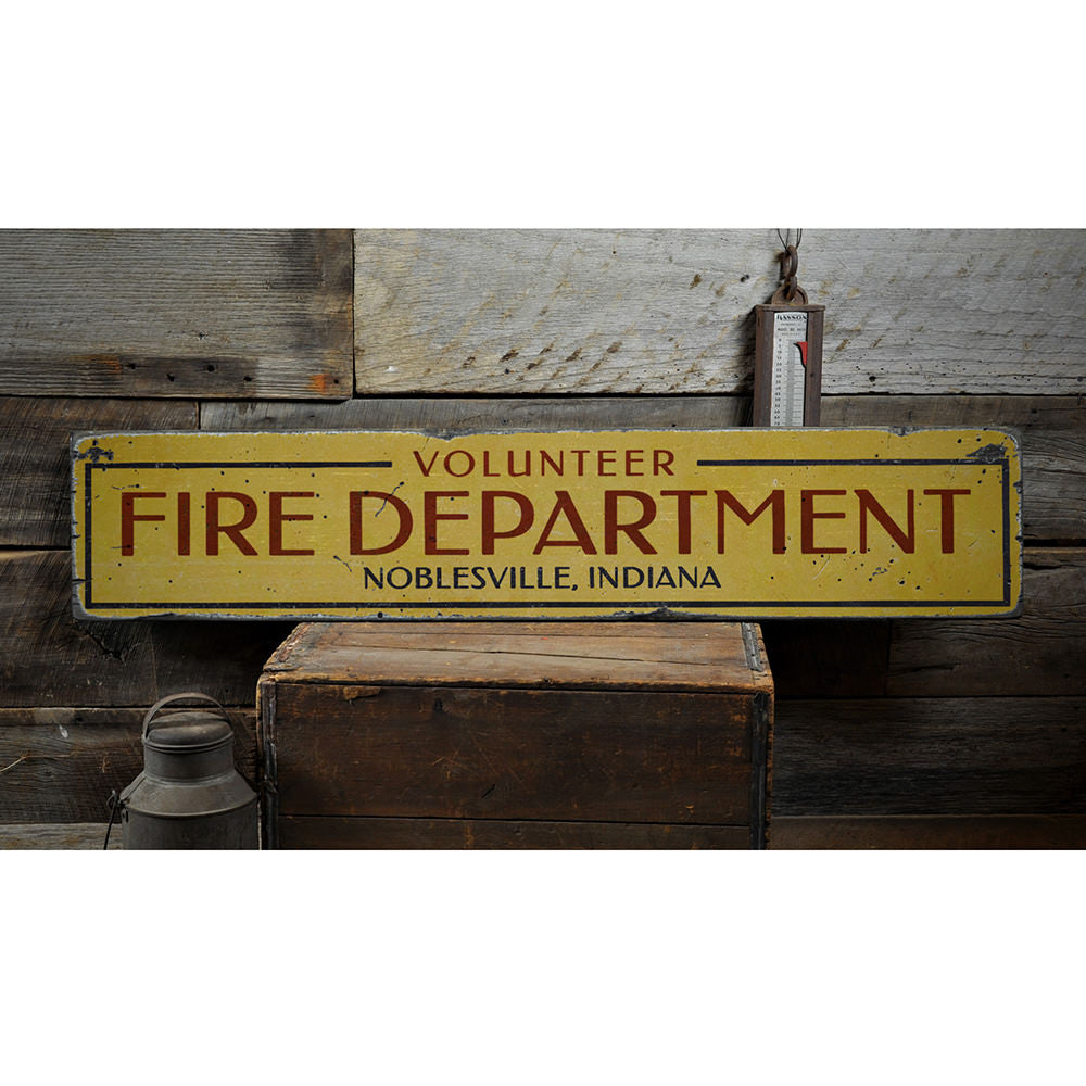 Volunteer Fire Department Vintage Wood Sign