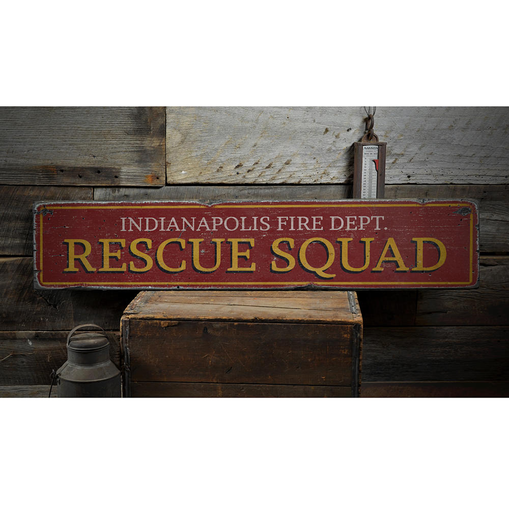 Rescue Squad Vintage Wood Sign