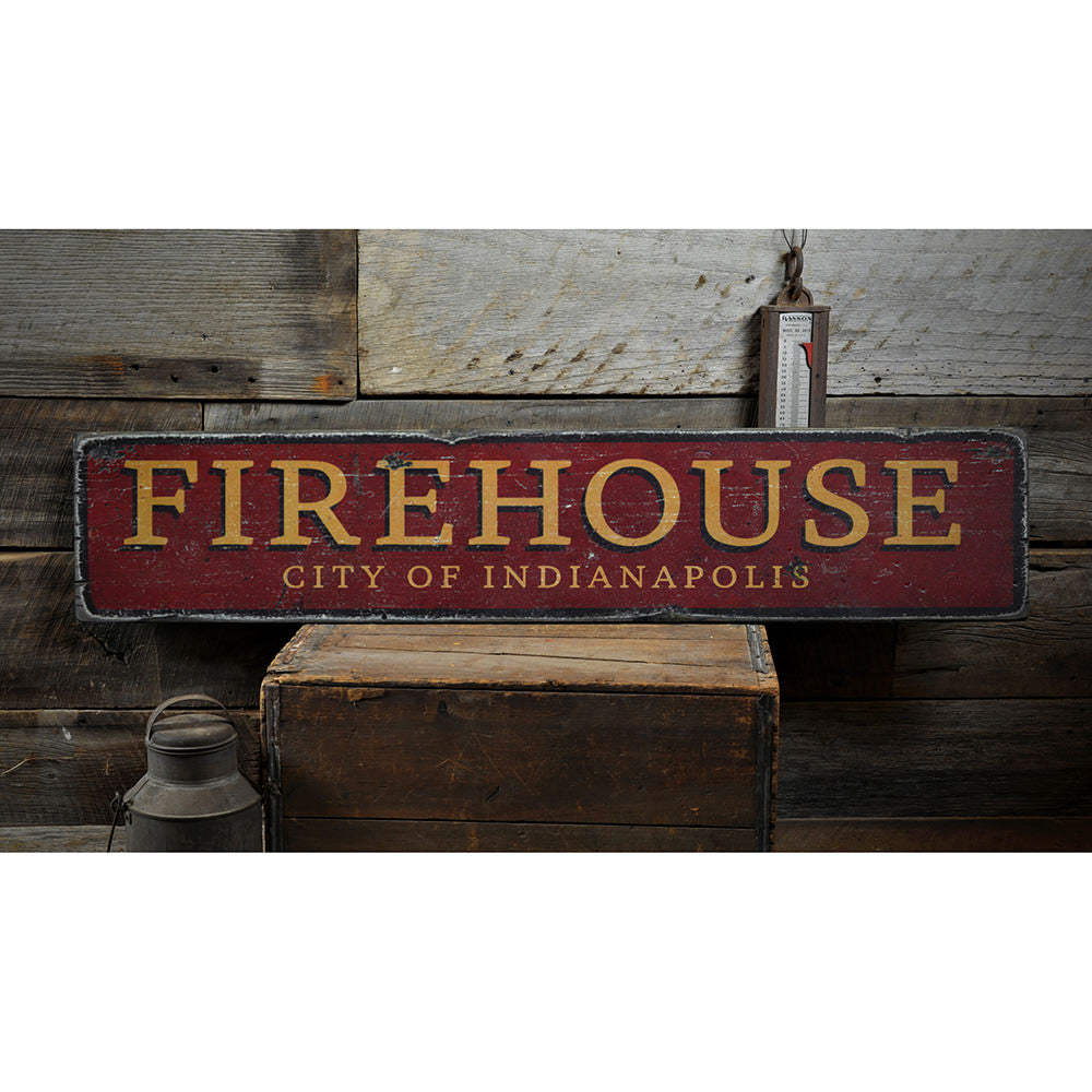 Firehouse City Vintage Wood Sign
