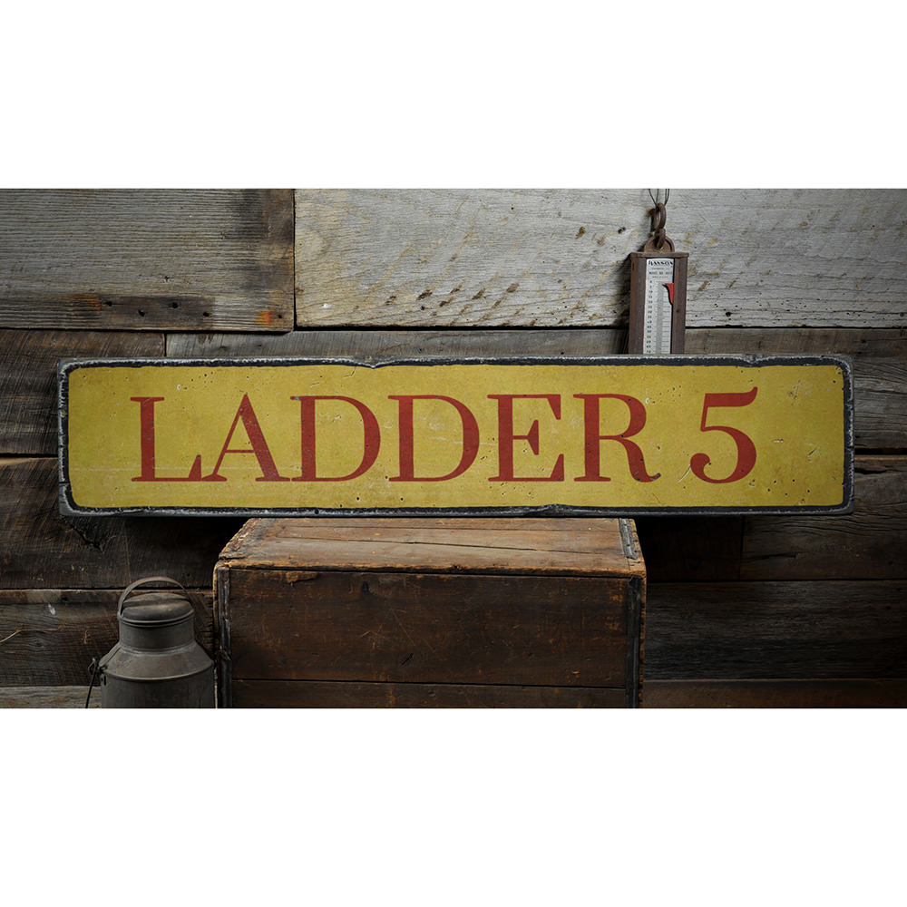 Ladder Number Vintage Wood Sign