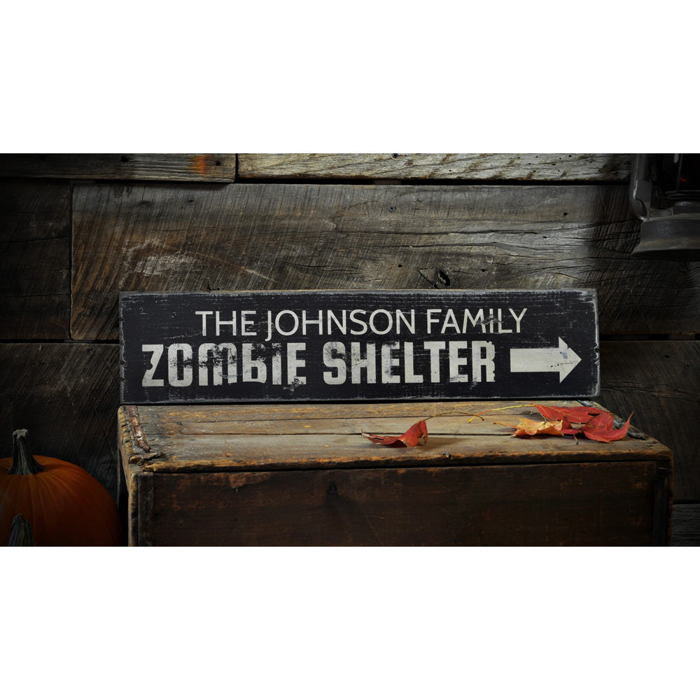 Zombie Shelter Vintage Wood Sign