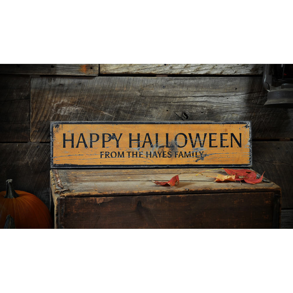 Happy Halloween Family Vintage Wood Sign