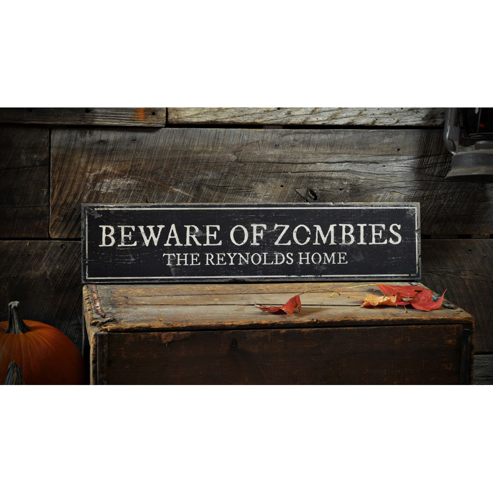 Beware of Zombies Vintage Wood Sign