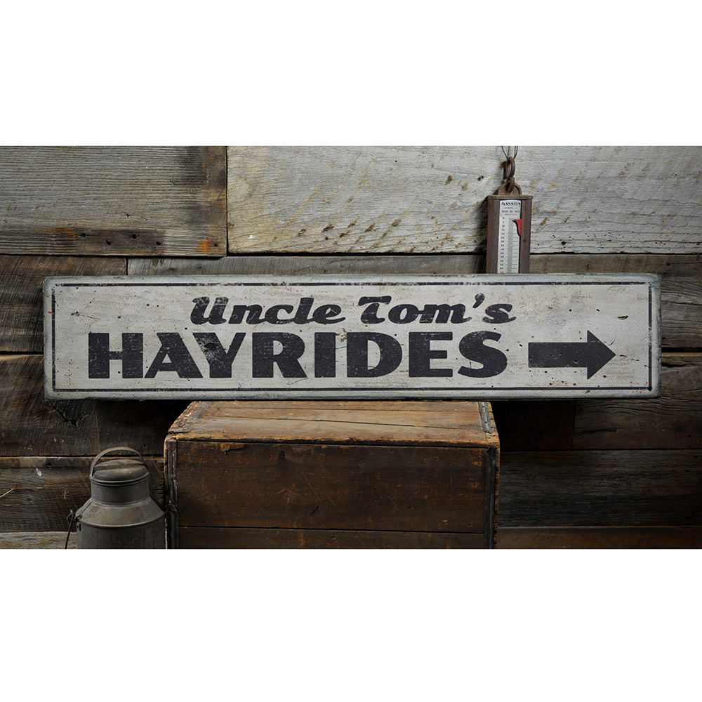 Hayrides Vintage Wood Sign