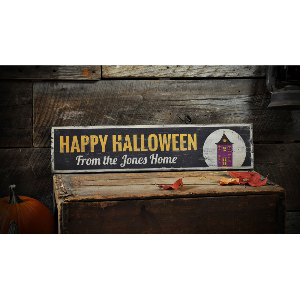 Spooky Haunted House Vintage Wood Sign
