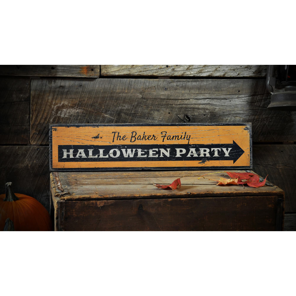Halloween Party Vintage Wood Sign
