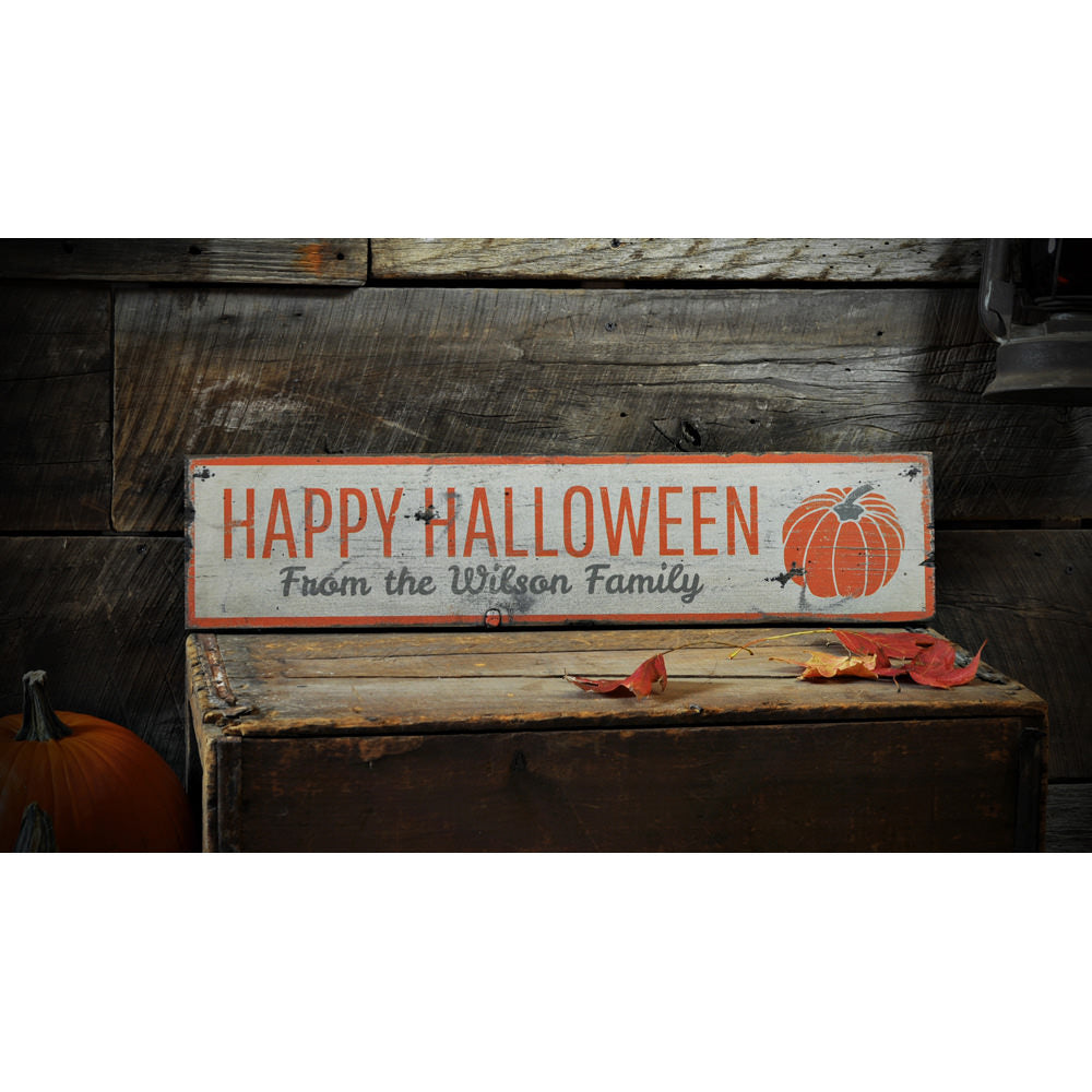 Pumpkin Halloween Vintage Wood Sign