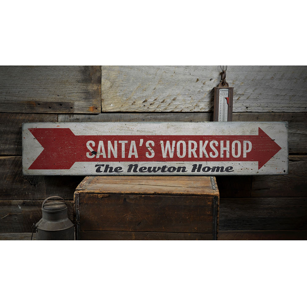 Santa's Workshop Vintage Wood Sign