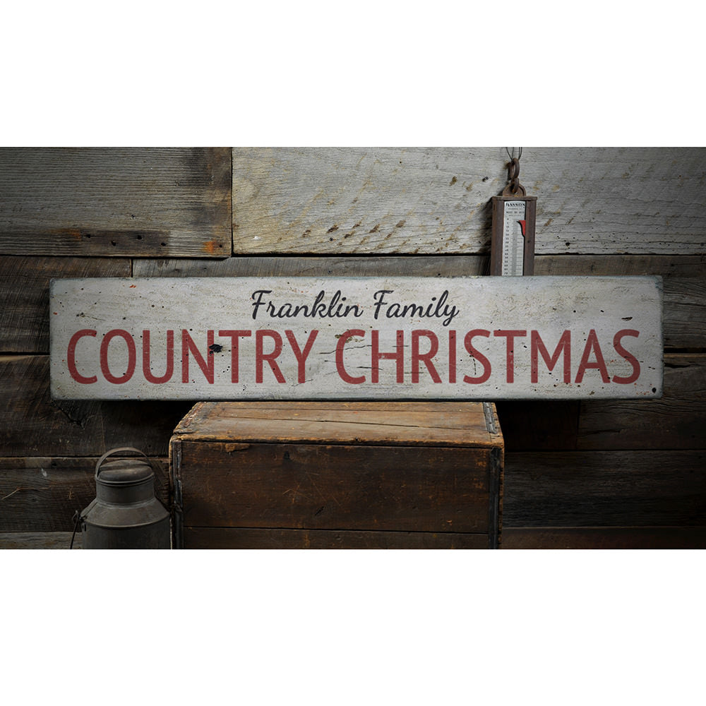 Country Christmas Vintage Wood Sign