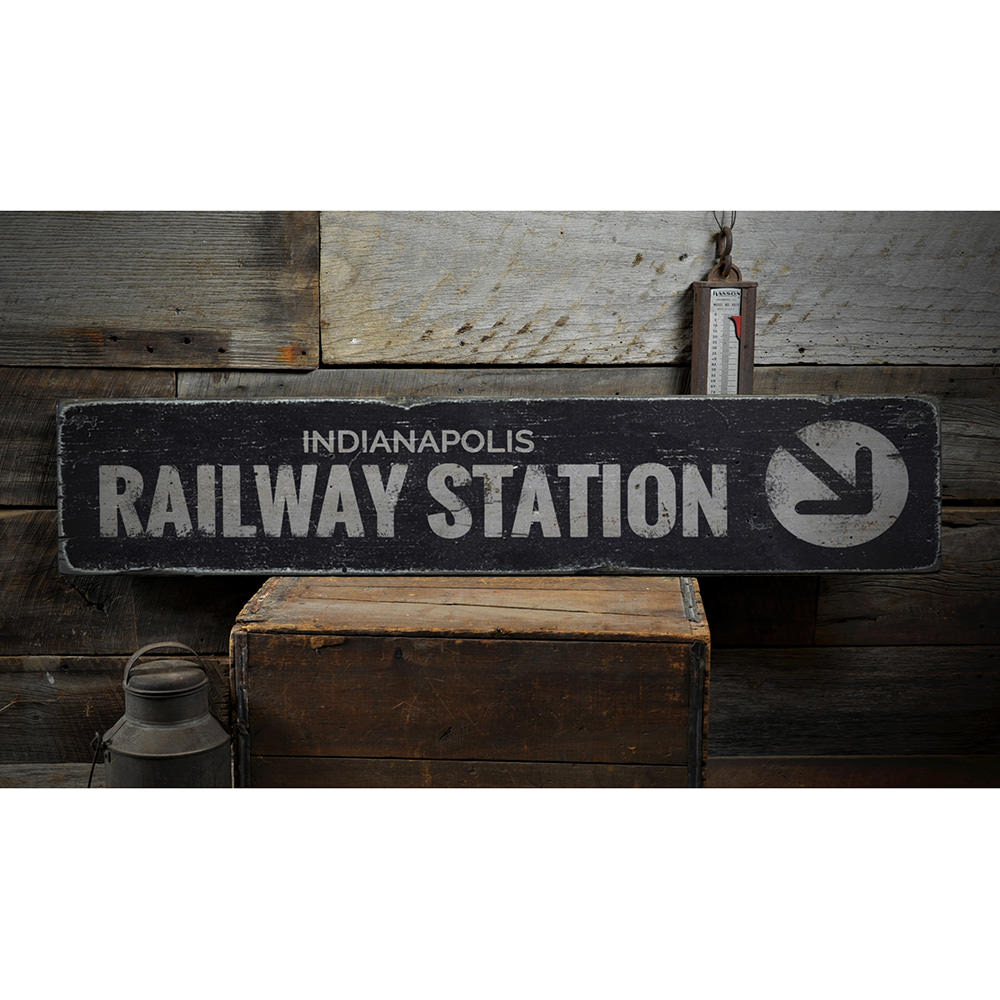Railway Station Vintage Wood Sign