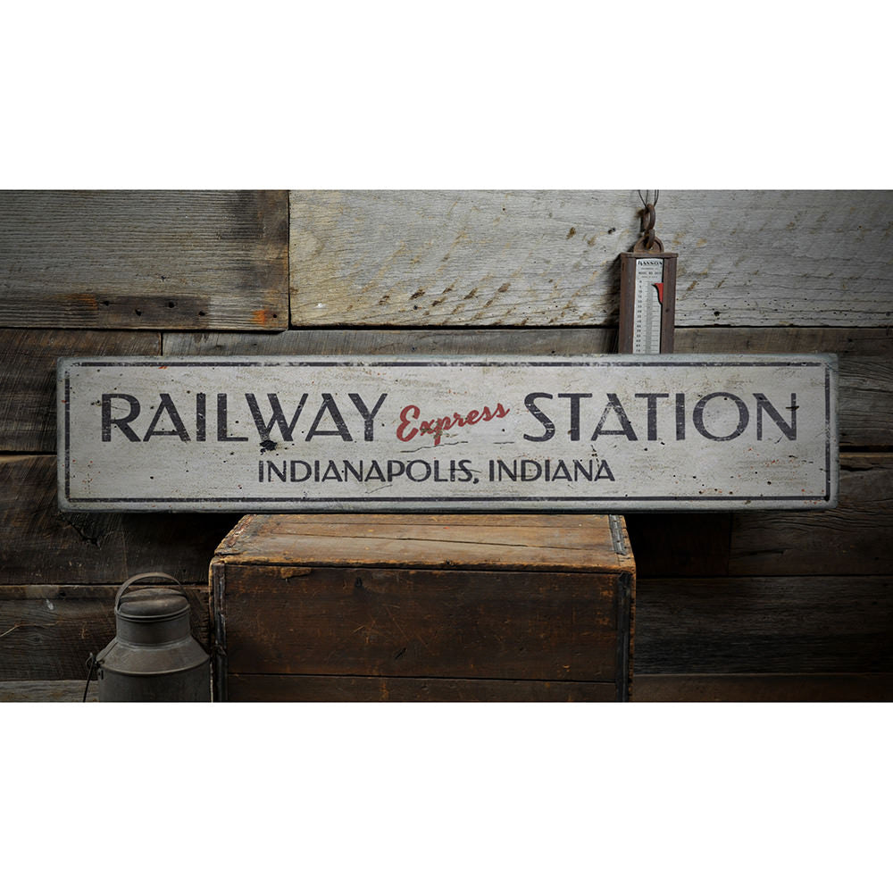 Railway Express Station Vintage Wood Sign