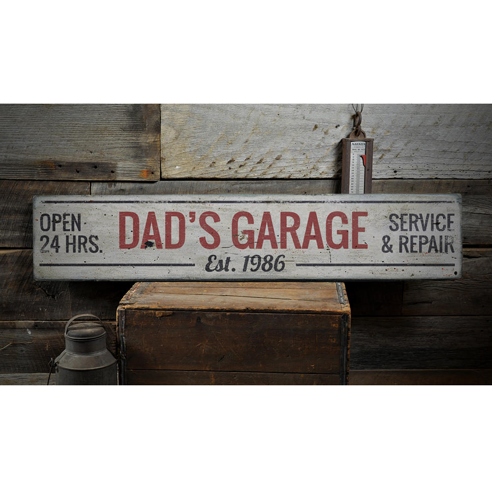 Dads Garage Vintage Wood Sign