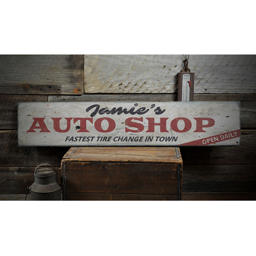 Auto Shop Vintage Wood Sign