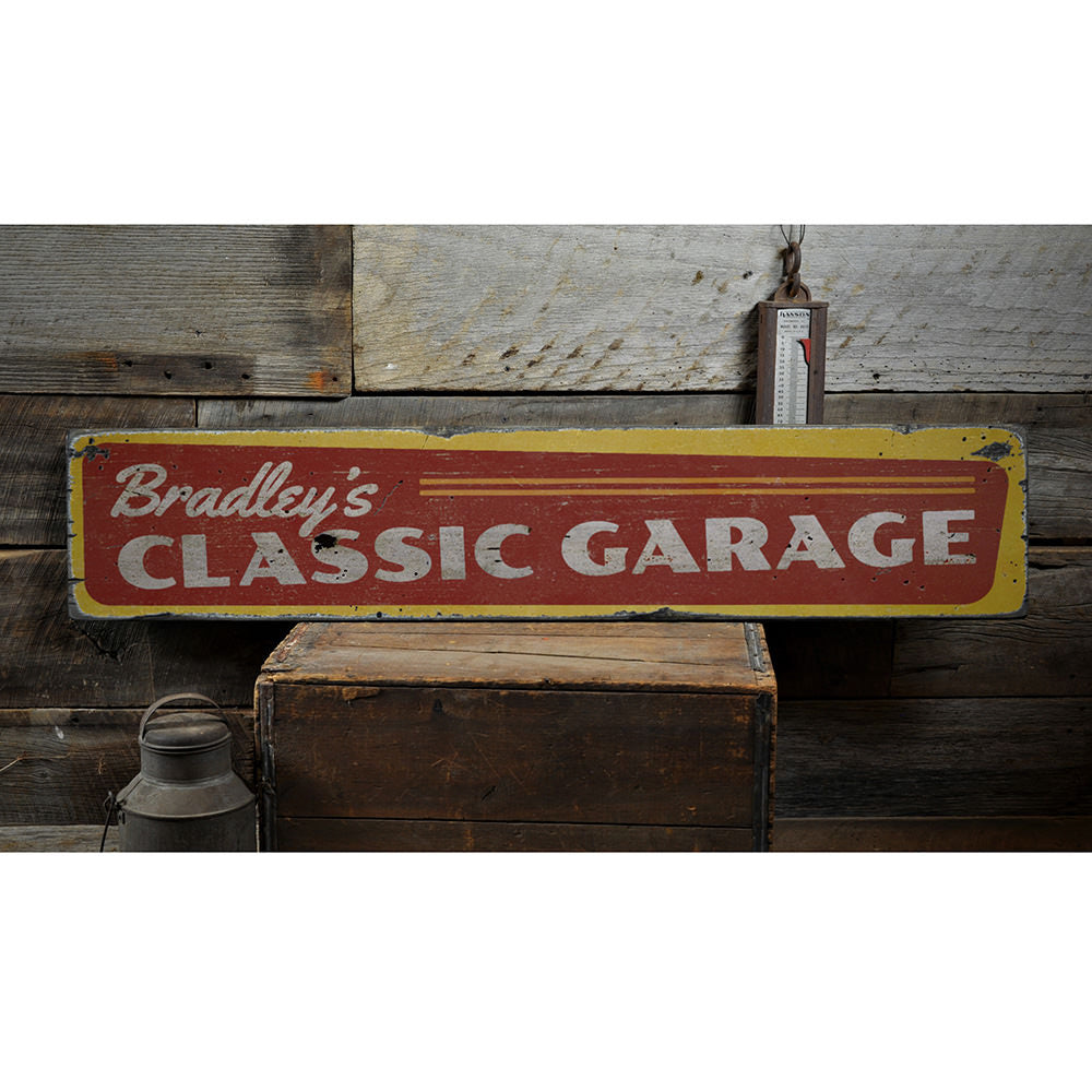 Classic Garage Vintage Wood Sign
