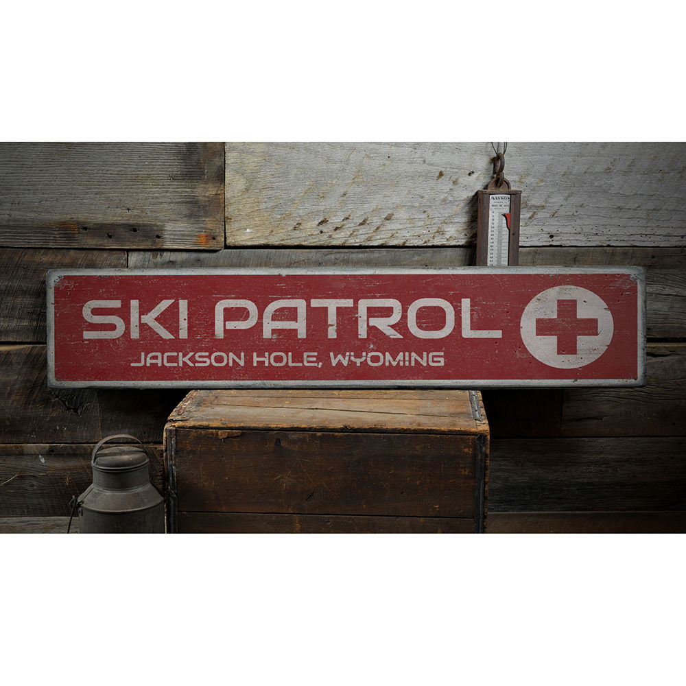 Ski Patrol Vintage Wood Sign