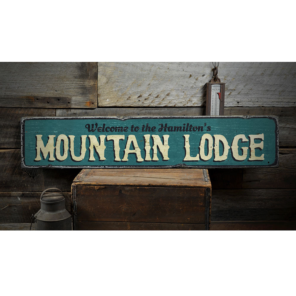 Mountain Lodge Welcome Vintage Wood Sign