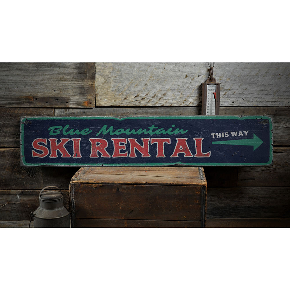 Ski Rental Vintage Wood Sign