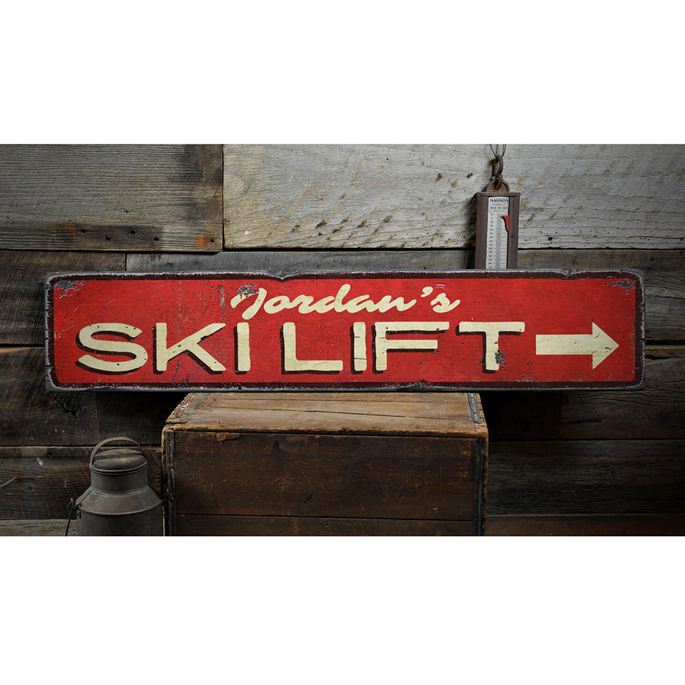 Ski Lift Vintage Wood Sign