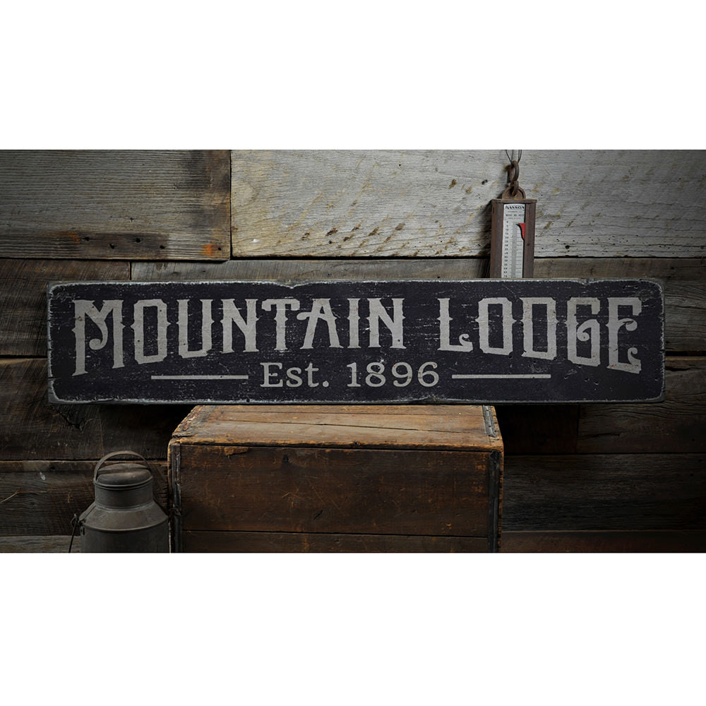 Mountain Lodge Established Date Vintage Wood Sign