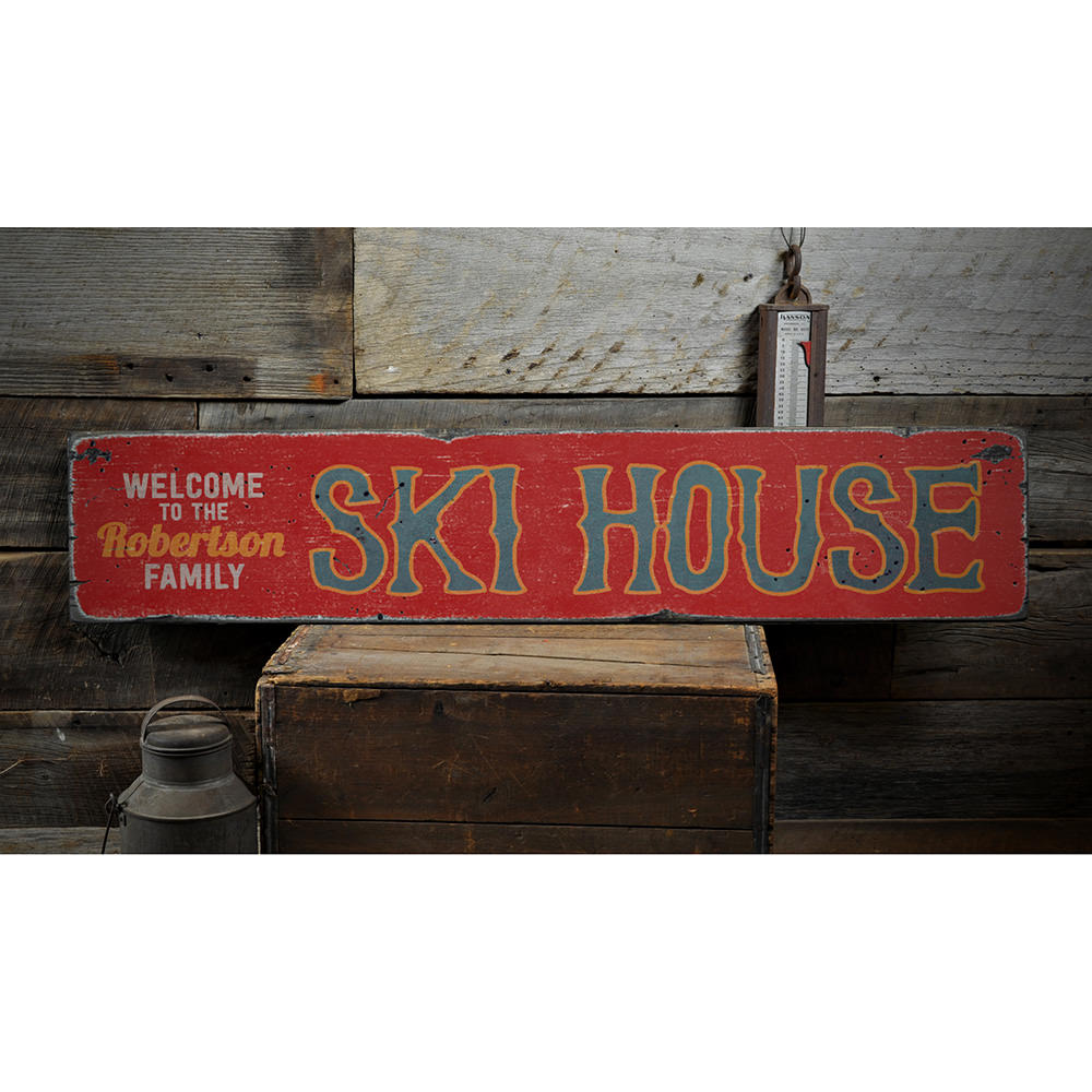 Ski House Vintage Wood Sign