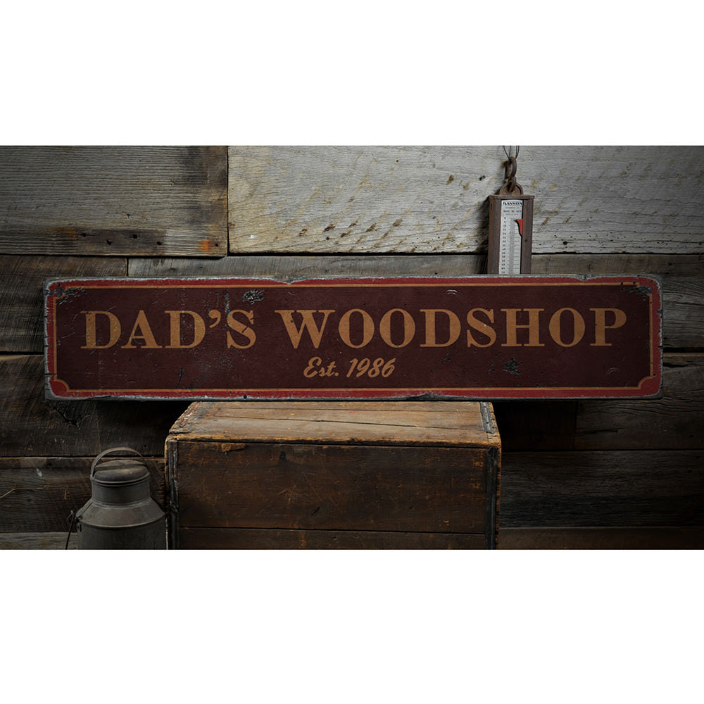 Dad's Woodshop Vintage Wood Sign
