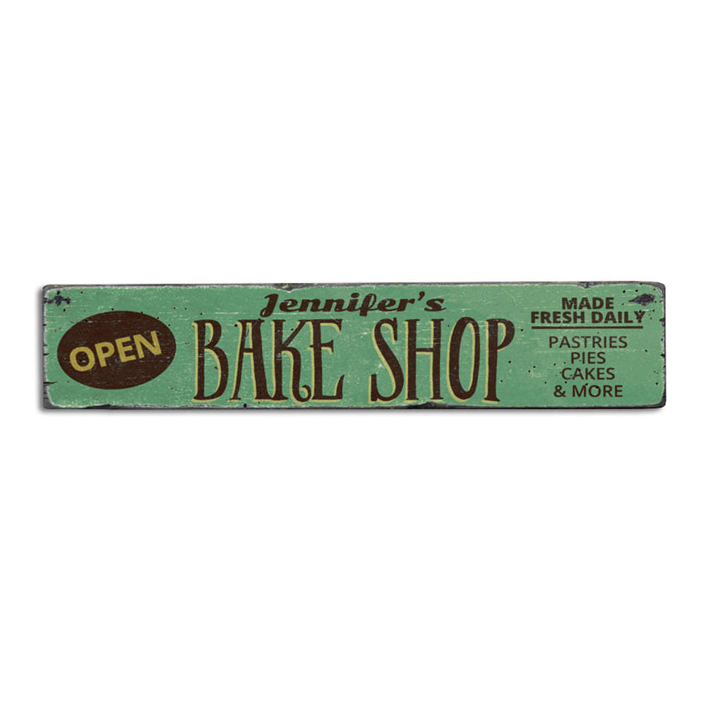 Bake Shopw Open Vintage Wood Sign