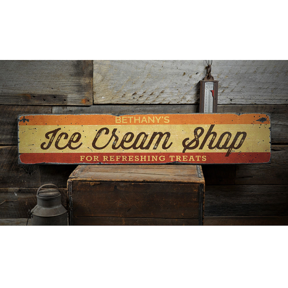 Ice Cream Shop Vintage Wood Sign