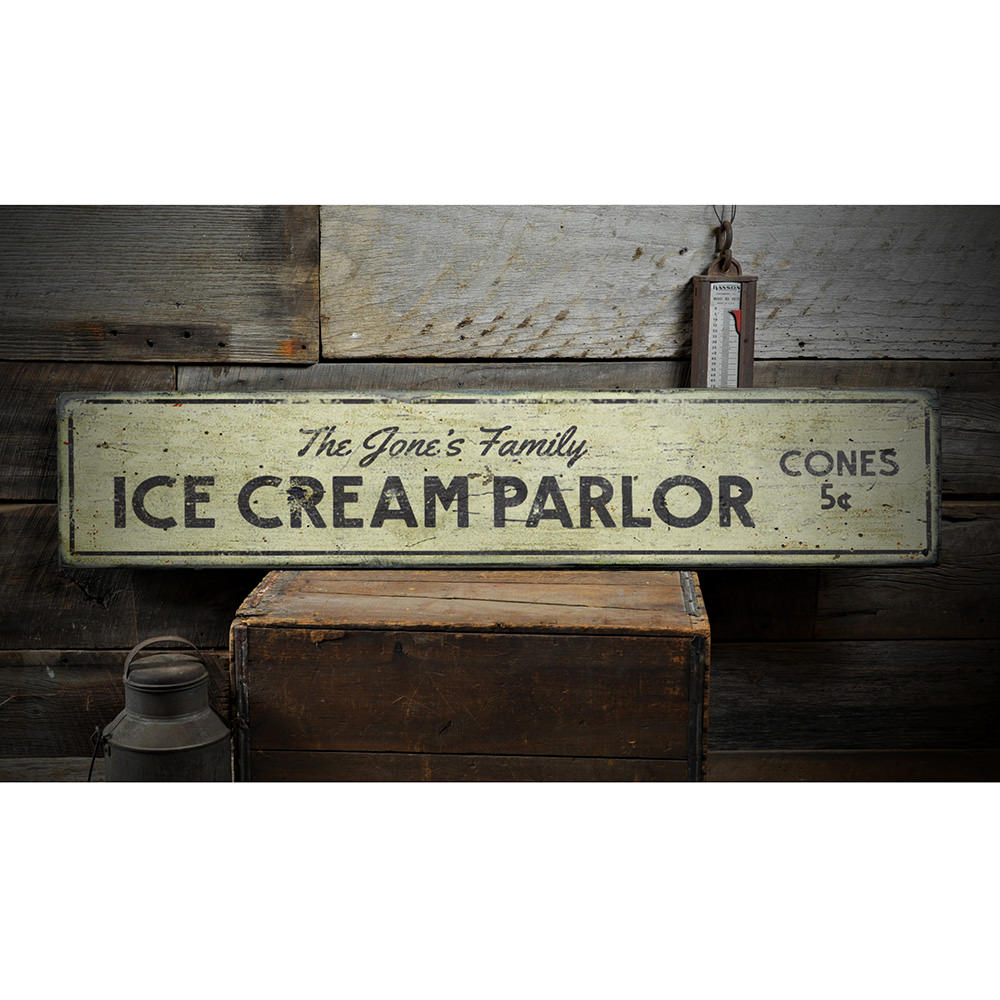 Ice Cream Parlor Vintage Wood Sign