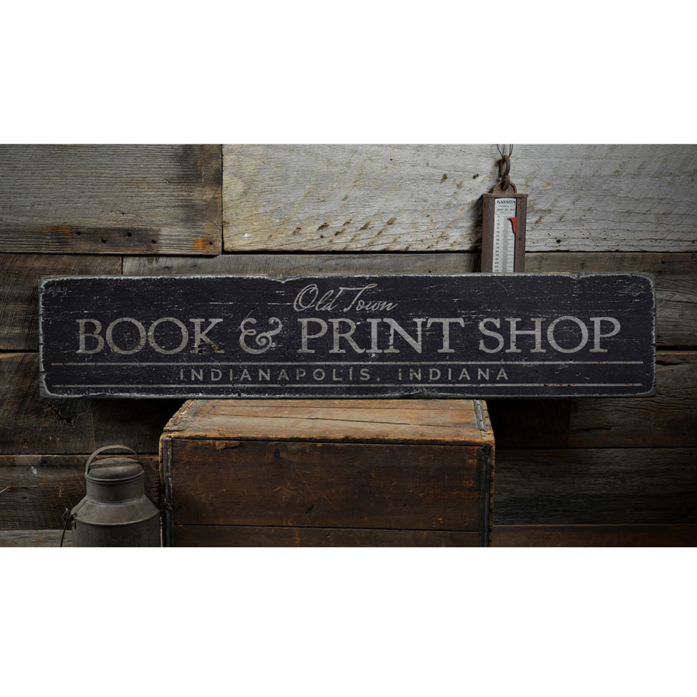 Book & Print Shop Vintage Wood Sign