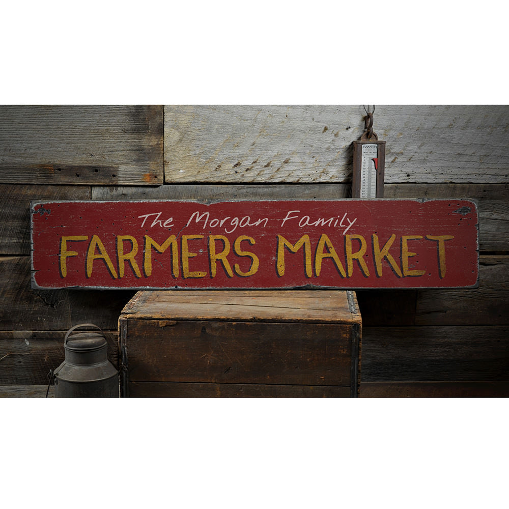 Family Farmers Market Vintage Wood Sign