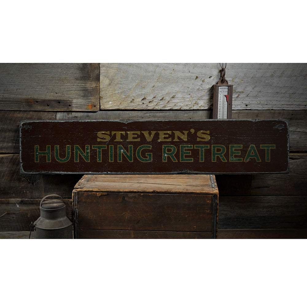 Hunting Retreat Vintage Wood Sign