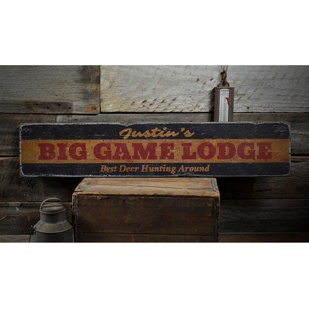 Big Game Lodge Vintage Wood Sign
