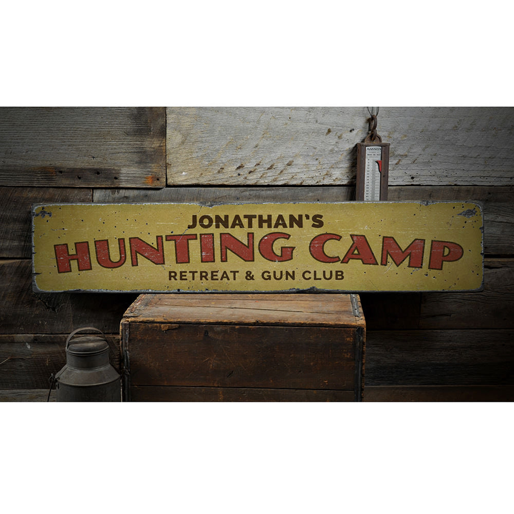 Hunting Camp Retreat Vintage Wood Sign