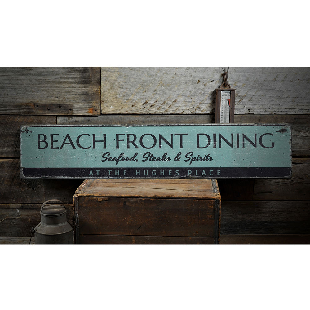 Beach Front Dining Vintage Wood Sign