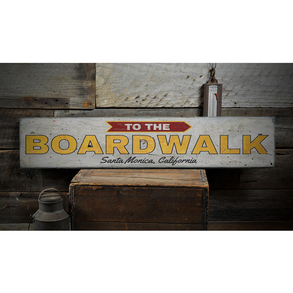 To the Boardwalk Vintage Wood Sign