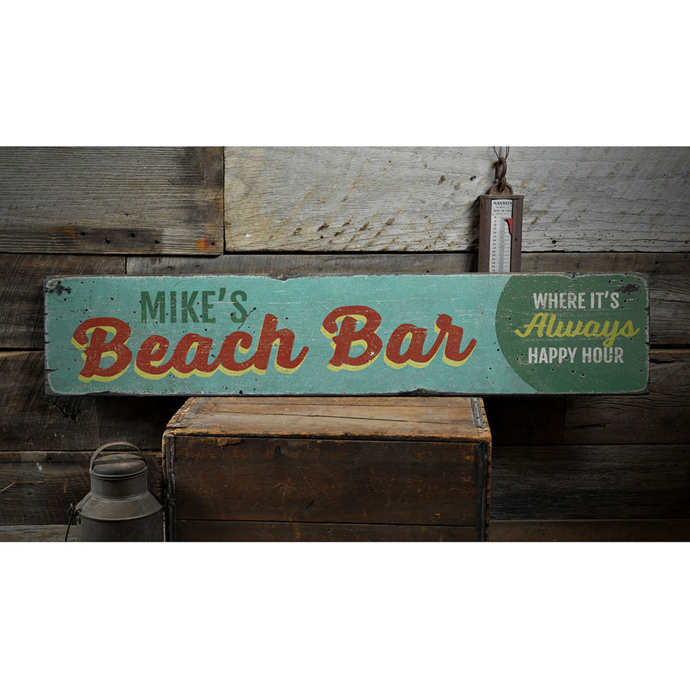 Beach Bar Name Vintage Wood Sign