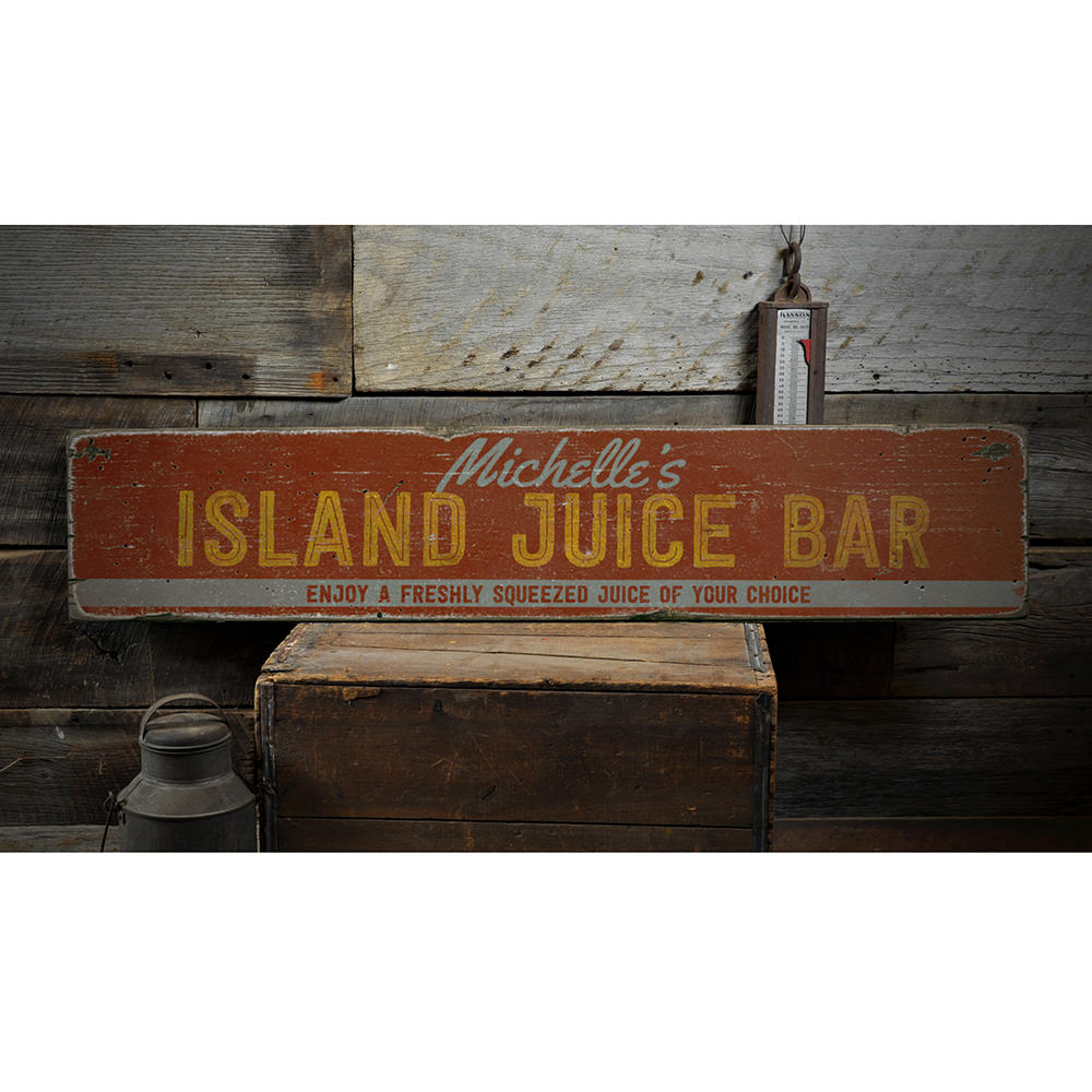 Island Juice Bar Vintage Wood Sign