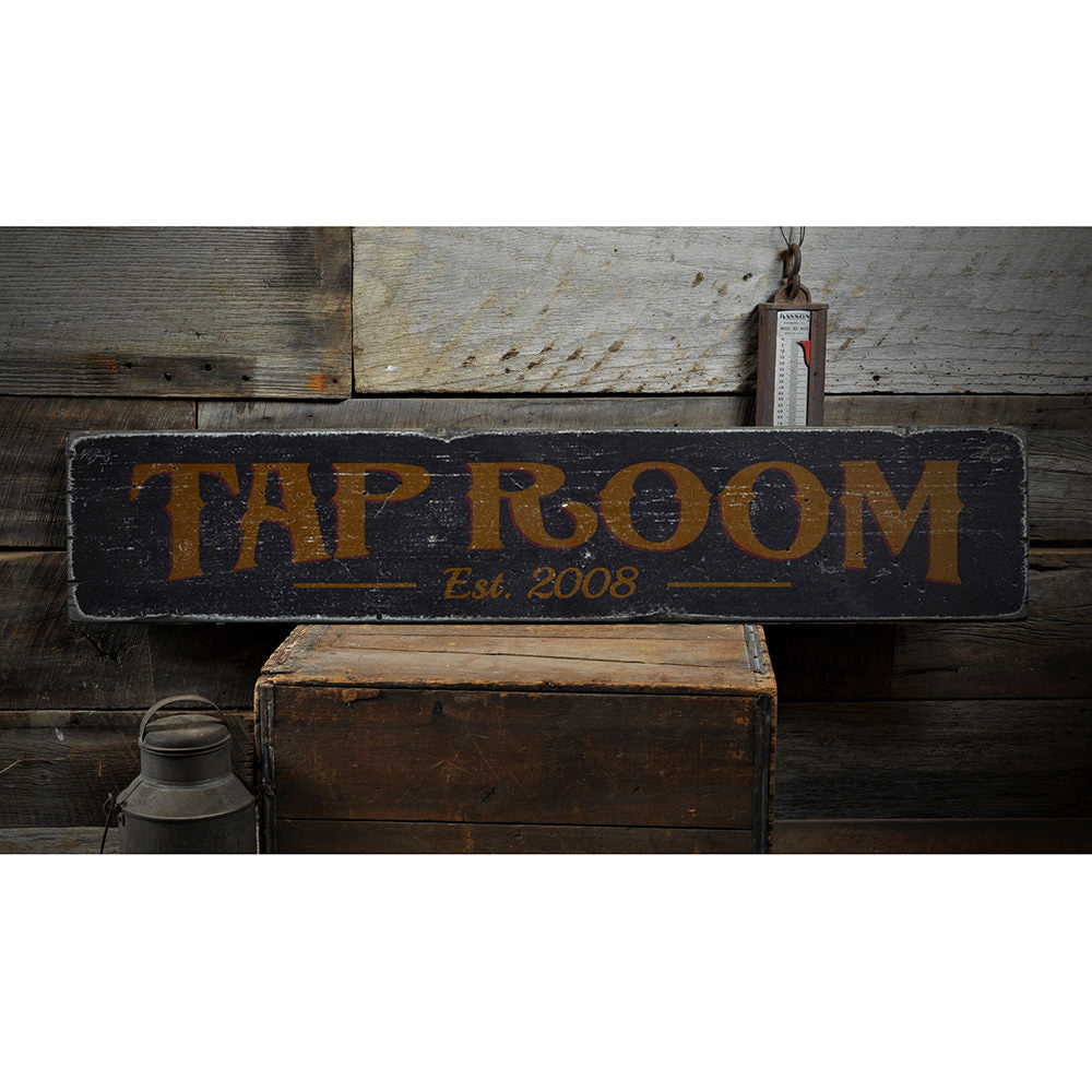 Tap Room Established Vintage Wood Sign