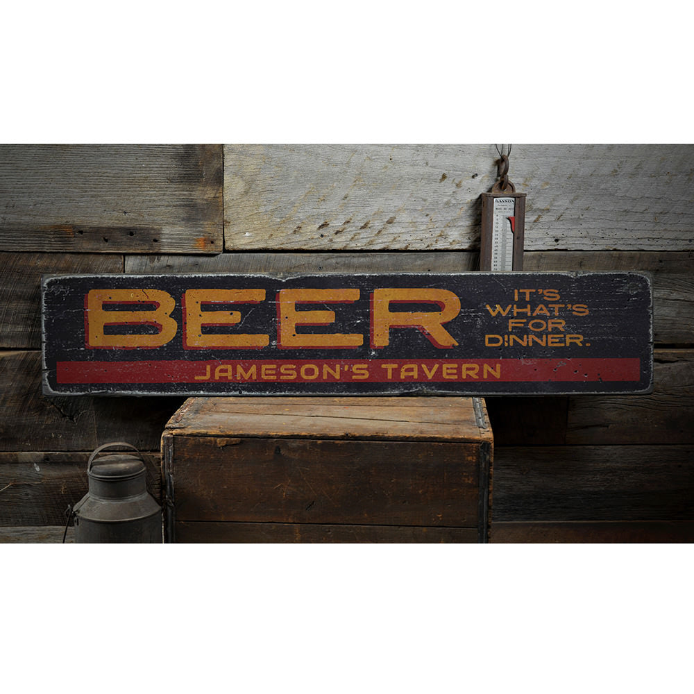 Beer It's What's For Dinner Vintage Wood Sign