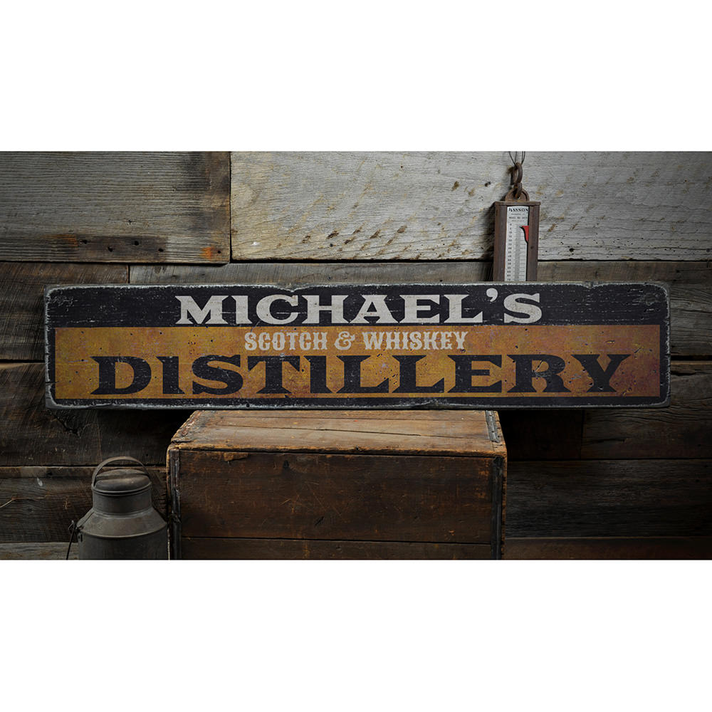 Scotch Distillery Vintage Wood Sign