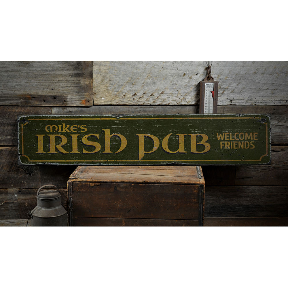 Irish Pub Welcome Vintage Wood Sign