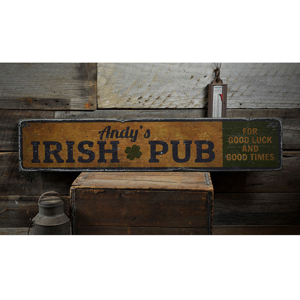 Irish Pub Shamrock Vintage Wood Sign