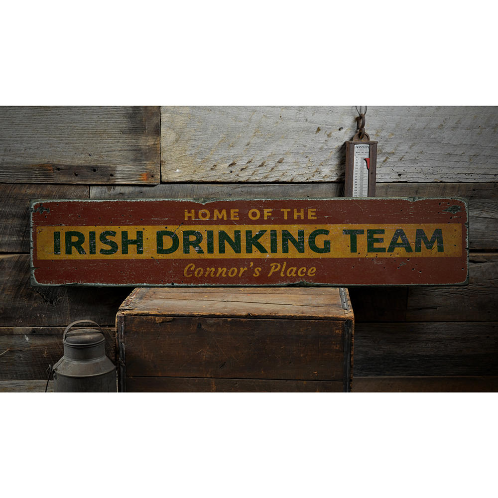 Irish Drinking Team Vintage Wood Sign