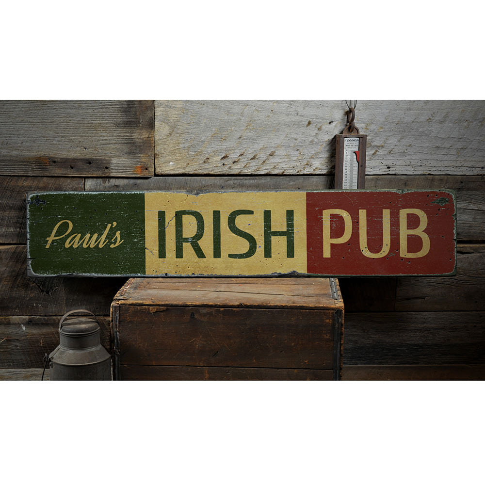 Irish Pub Name Vintage Wood Sign